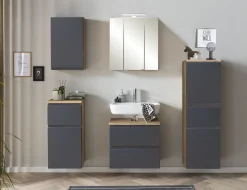 Mittelgroßer Säulenschrank Varese | 40 x 35 x 130 cm | Grau