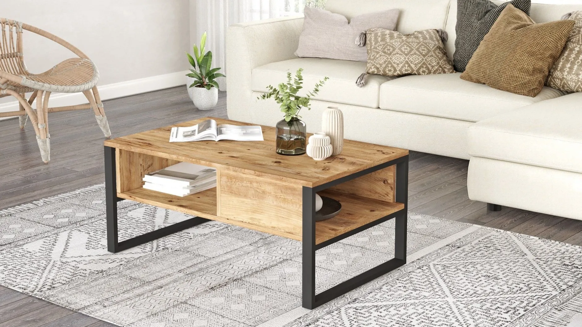 ML34 Couchtisch | 100 % MELAMIN | Atlantische Kiefer