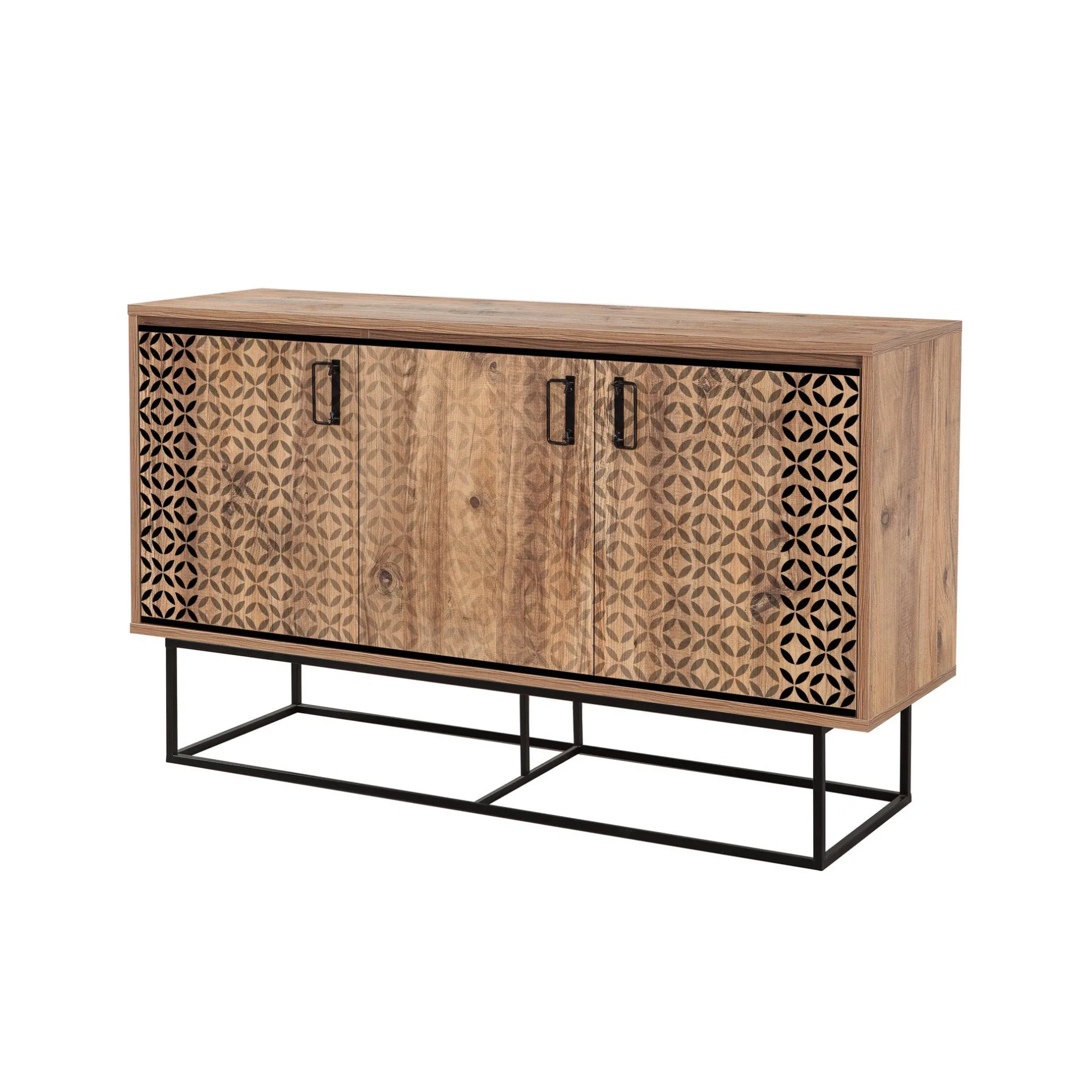 18mm Sapphire Mehrzweckschrank | 100% Melamin | Griffe, Beine | 140x80x40cm | Wandmontage | Atlantic Pine Schwarz