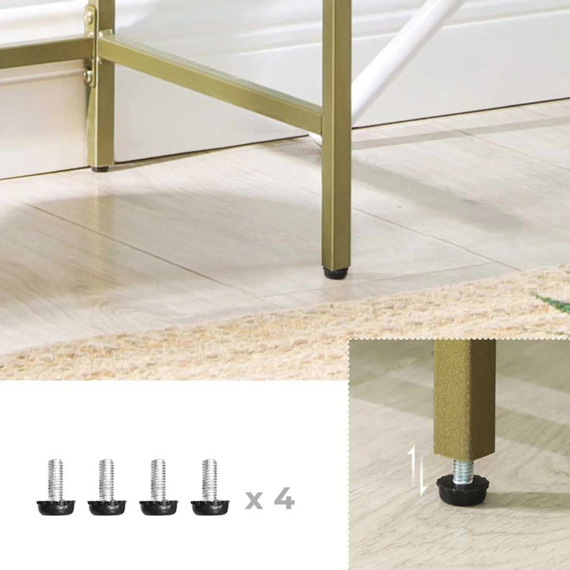 Moderne Konsole Tisch, 3-Tier gehärtetem Glas Sofa Tisch mit Metallrahmen für Flur Wohnzimmer Schlafzimmer, Gold Farbe