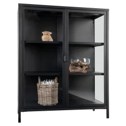 Moderner schwarzer Vitrinenschrank mit Glastüren