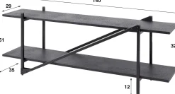 Moderner TV-Schrank 140cm grau mit MDF-Fachböden