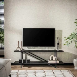 Moderner TV-Schrank 140cm grau mit MDF-Fachböden