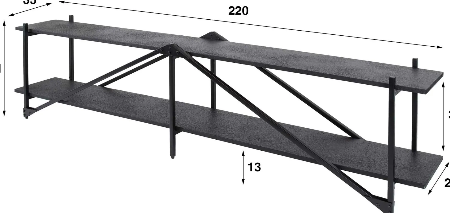 Moderner TV-Schrank 220cm XL Piega in Grau