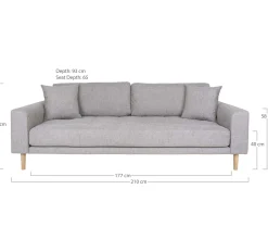 Modernes Lido 3-Sitzer Sofa - Hellgrau