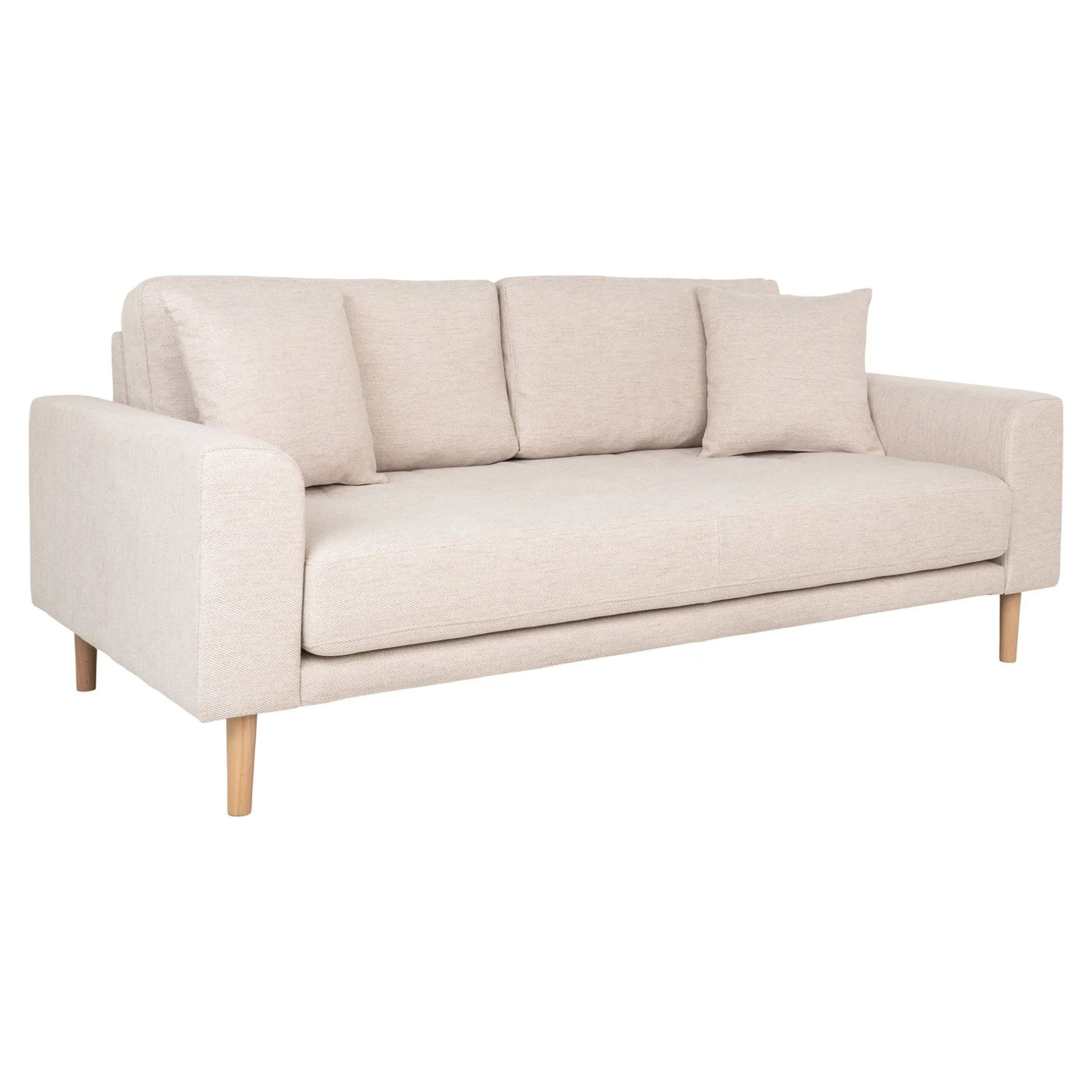 Modernes Sand 2.5 Sitzer Sofa mit Holzbeinen und Kissen
