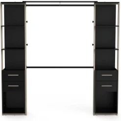 Mono Offener Kleiderschrank - 210x42x204cm - schwarz/Eiche Dekor