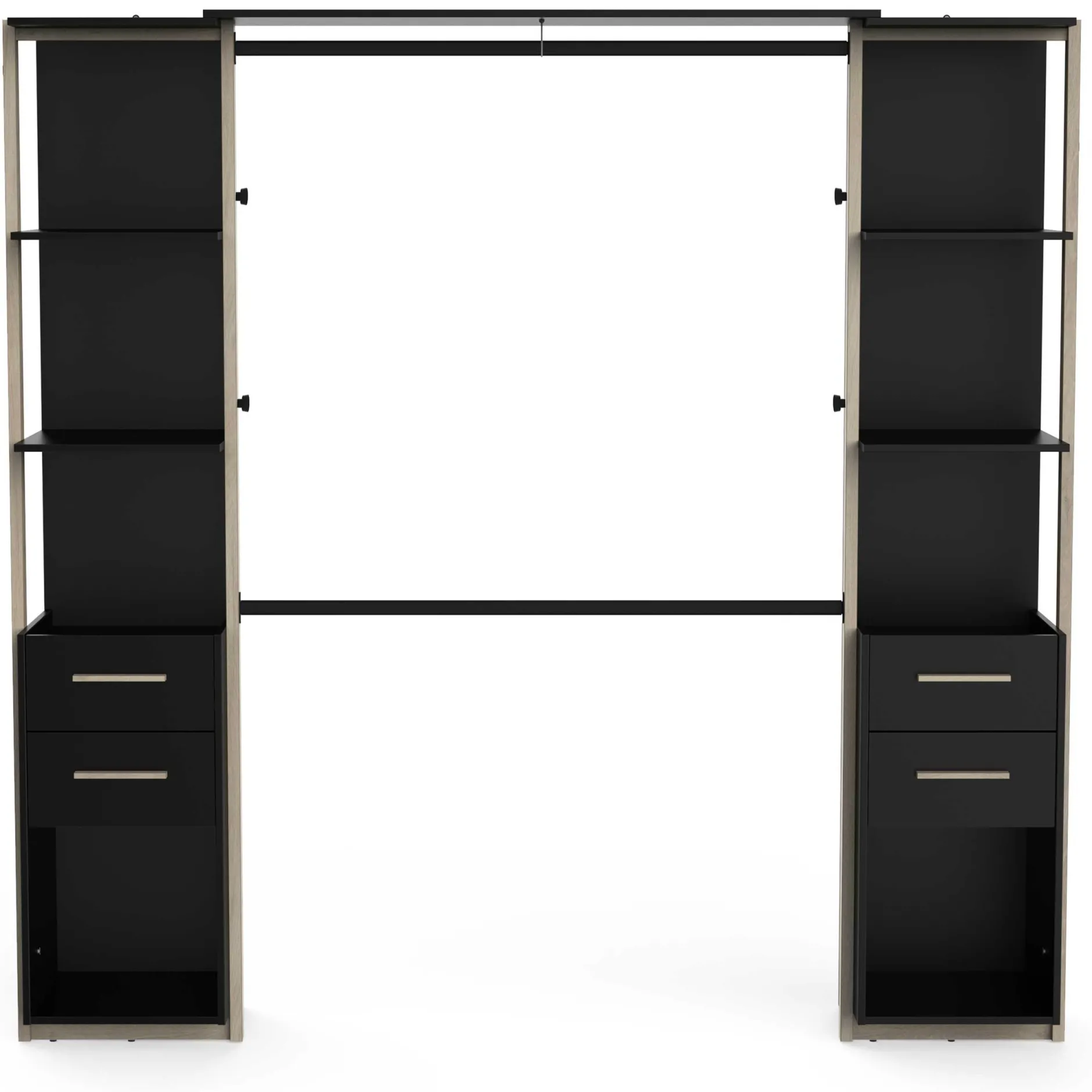 Mono Offener Kleiderschrank - 210x42x204cm - schwarz/Eiche Dekor