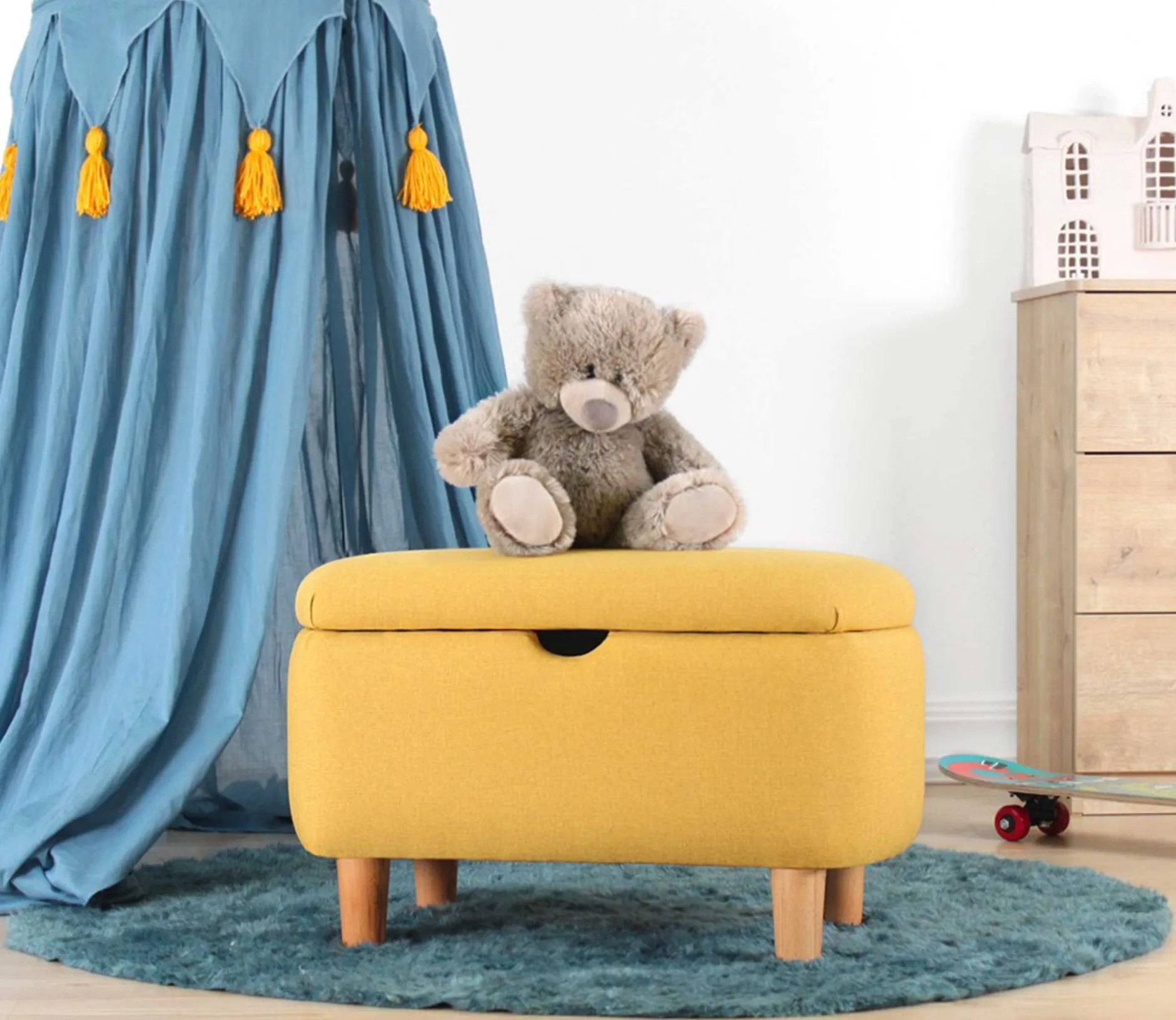Moouv C Sitzpuff | 50 % BAUMWOLLE / 50 % SAMT | Gelb