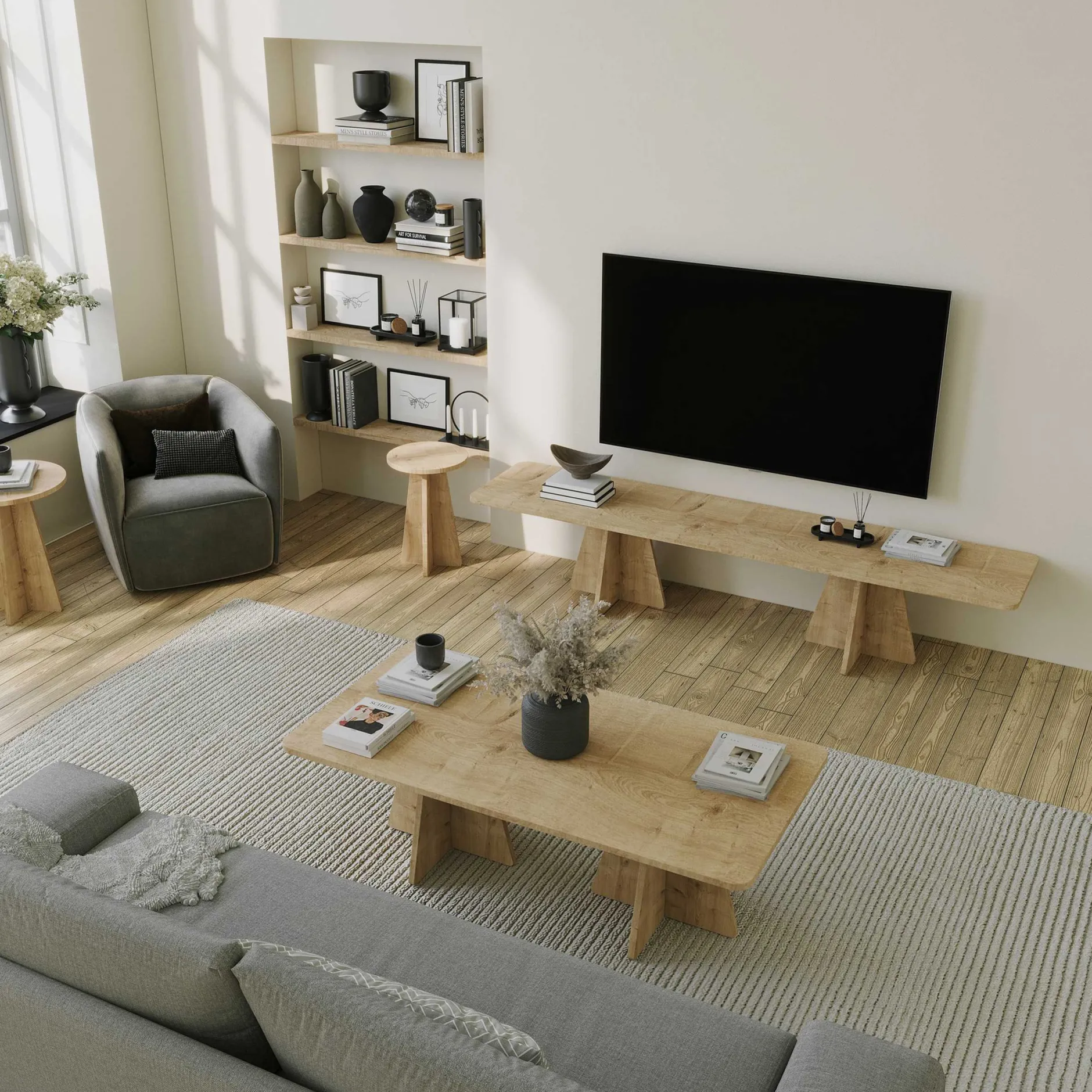 Mushroom 2 Couchtisch | 100 % MELAMIN | Saphir-Eiche