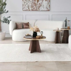 Mushroom Couchtisch | 100 % MELAMIN | Gold, Walnuss