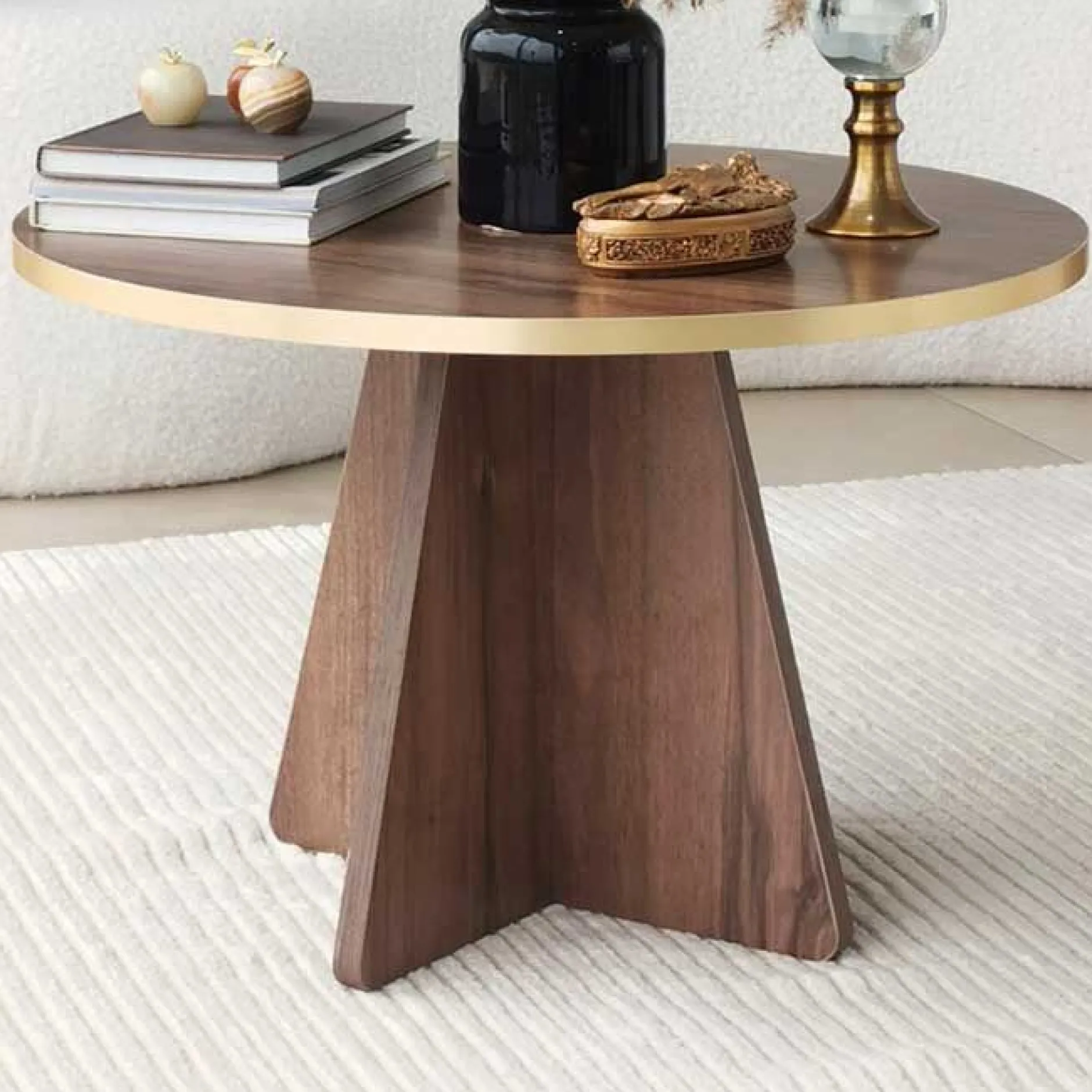 Mushroom Couchtisch | 100 % MELAMIN | Gold, Walnuss