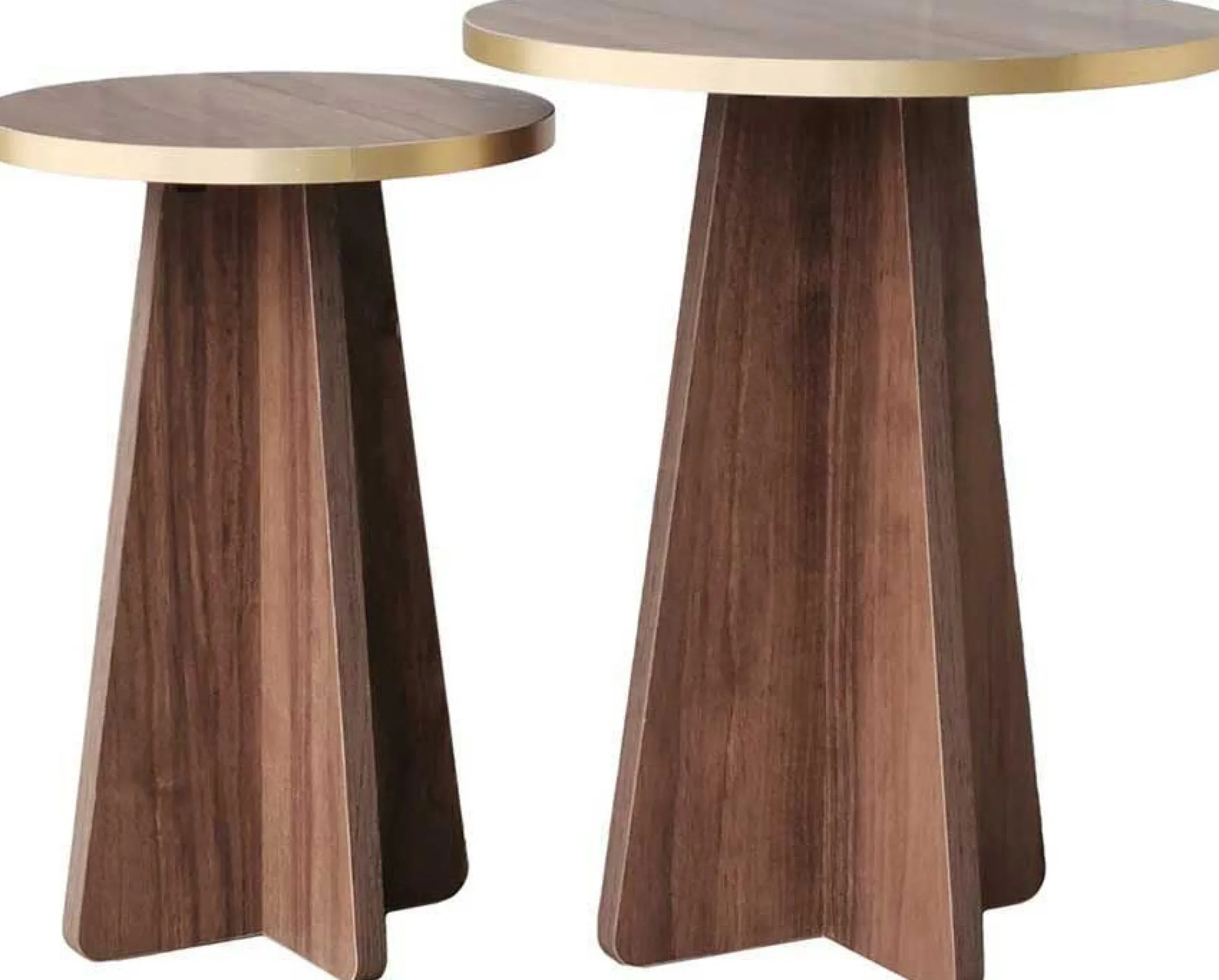 Mushroom 2 Couchtisch-Set | 100 % MELAMIN | Gold, Walnuss