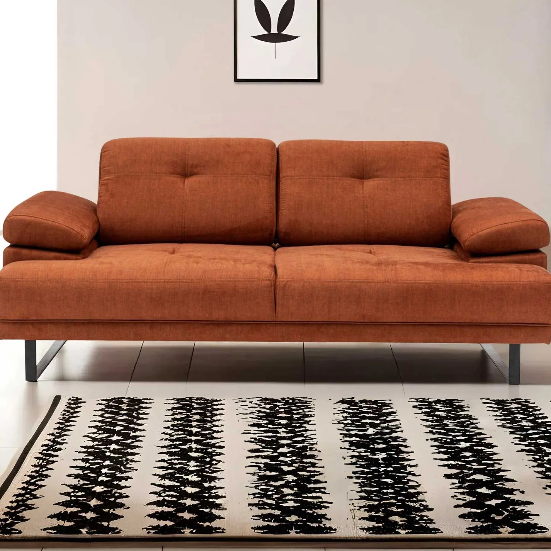Mustang 2-Sitzer-Schlafsofa | BUCHENHOLZ / SPANPLATTE | Orange