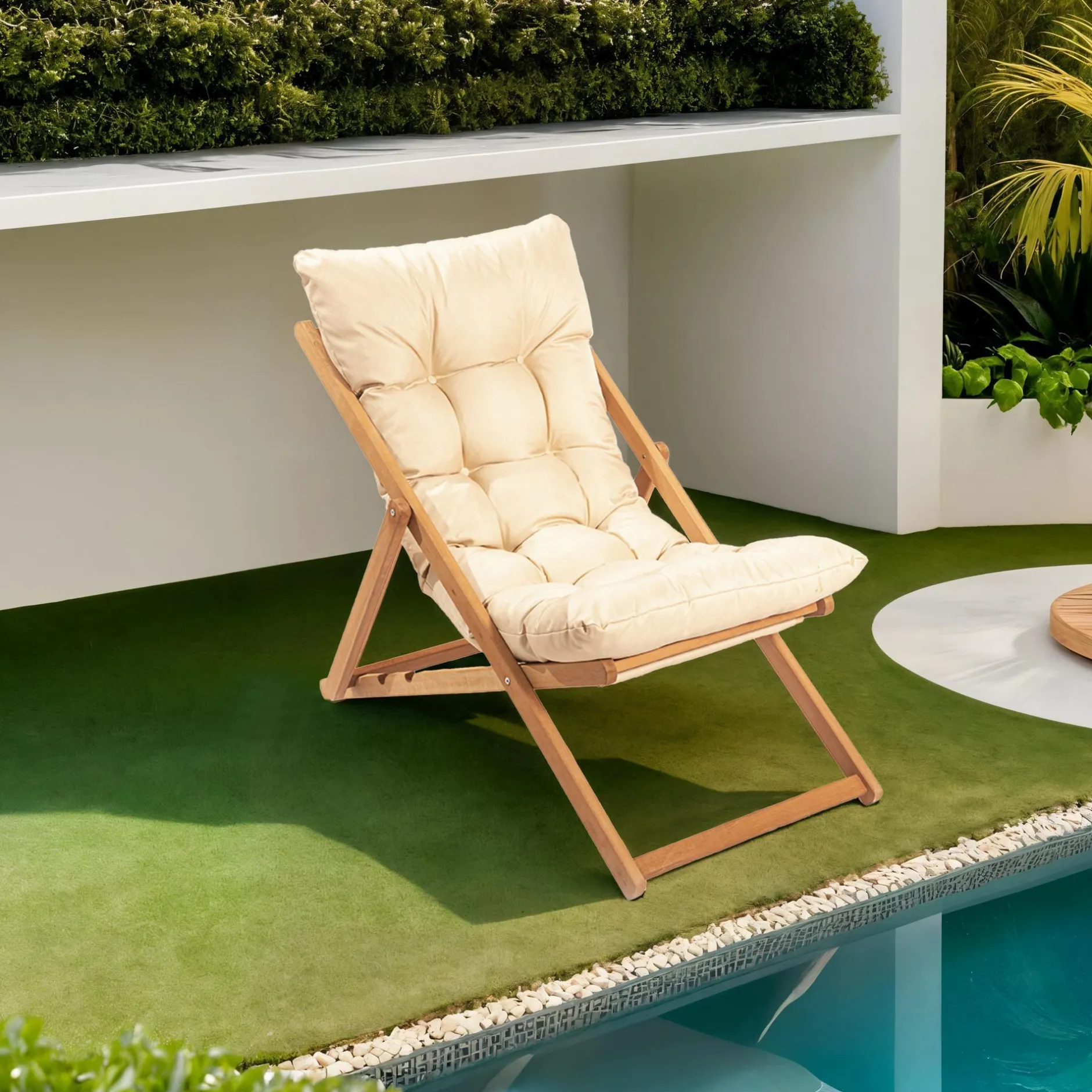 My006 Gartenstuhl | Buchenholzkörper | Braun, Creme