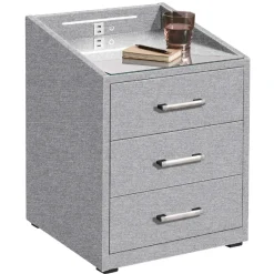 Nachttisch Bronco mit Beleuchtung und USB-Anschluss - grau