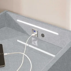 Nachttisch Bronco mit Beleuchtung und USB-Anschluss - grau