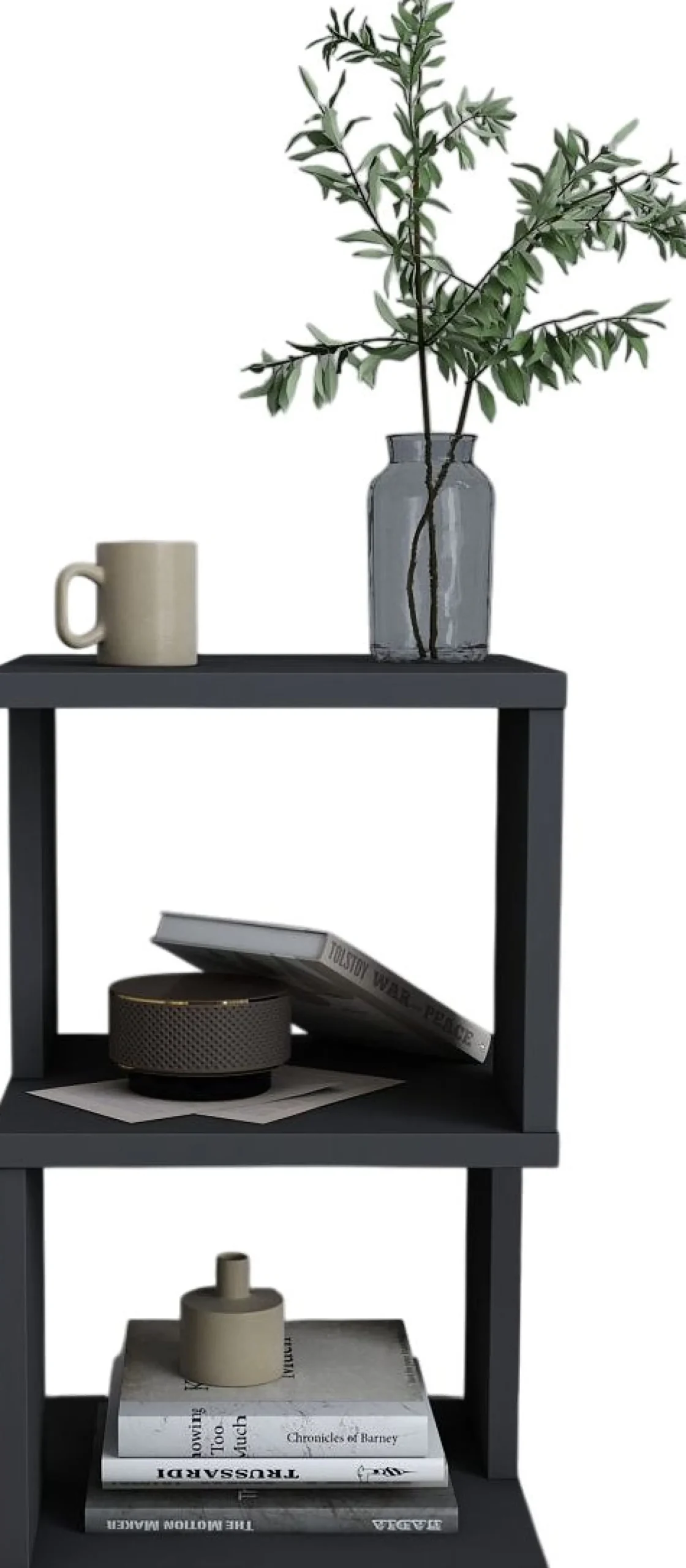 Nachttisch Carter - 100% MELAMINE - Anthrazit - 29,6 x 49,4 x 29,6 cm