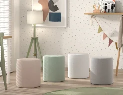 Nachttisch / Fußhocker Maeva - 41x41x41, cm - Weißer Bouclé-Stoff