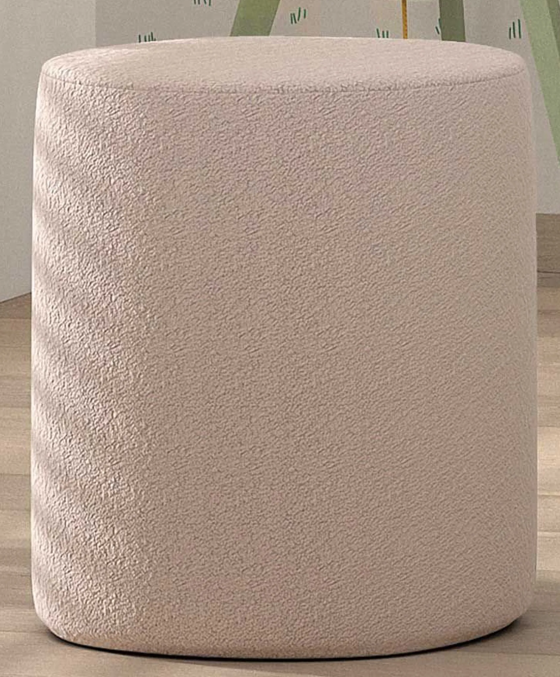 Nachttisch / Fußhocker Maeva - 41x41x41,5 cm - Rosa Bouclé-Stoff