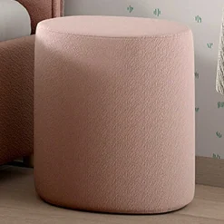 Nachttisch / Fußhocker Maeva - 41x41x41,5 cm - Rosa Bouclé-Stoff