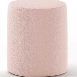 Nachttisch / Fußhocker Maeva - 41x41x41,5 cm - Rosa Bouclé-Stoff