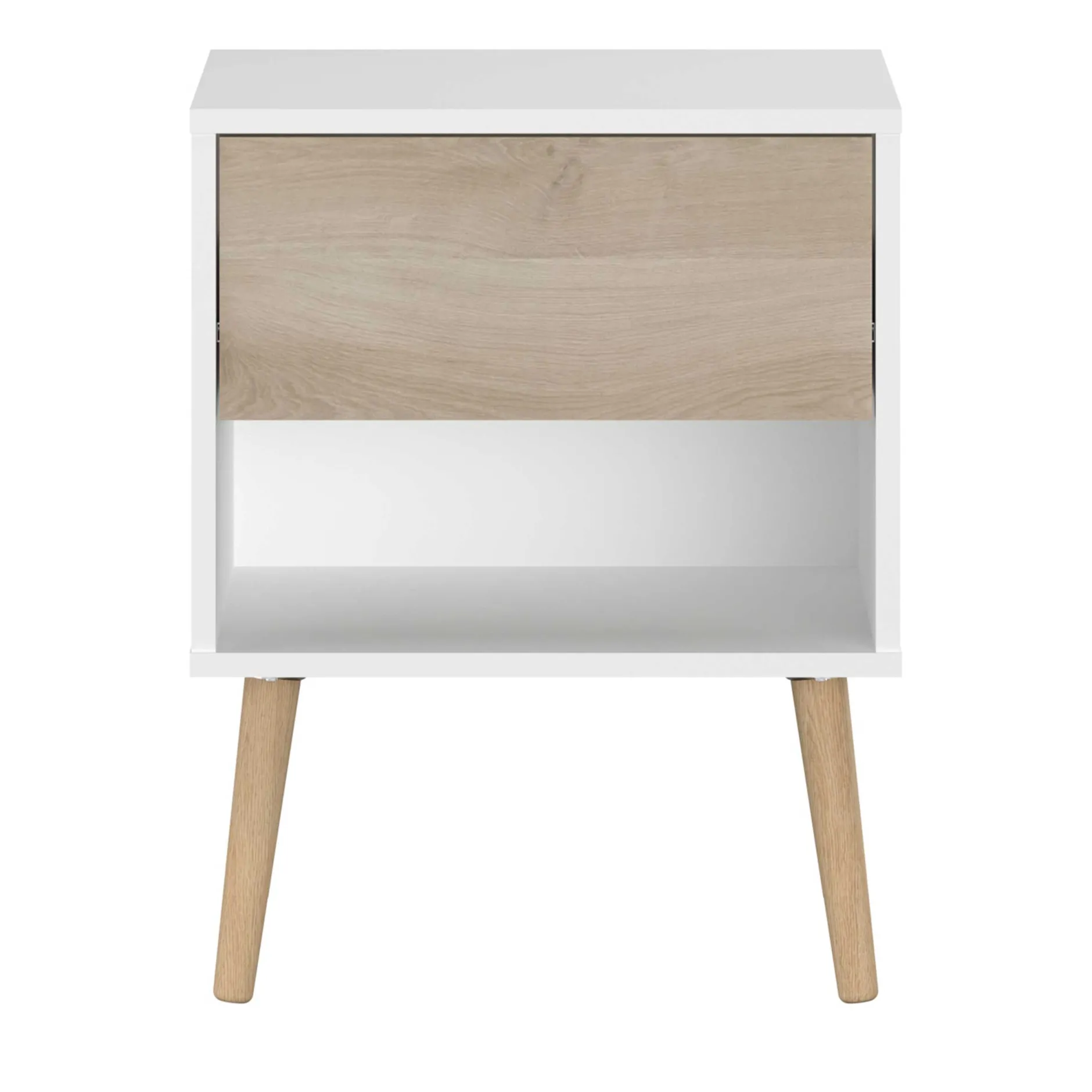 Nachttisch Hardy 44cm 1 Schublade - Molke/Eiche