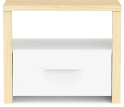Nachttisch Heva - 47x33x40cm - mit Schublade - weiß/Eiche Dekor