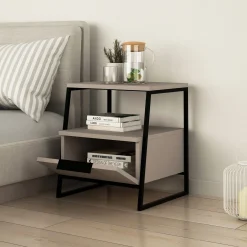 Nachttisch Pal - 100% MELAMINE - Heller Mokka - 45 x 50 x 40 cm