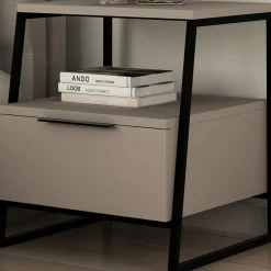 Nachttisch Pal - 100% MELAMINE - Heller Mokka - 45 x 50 x 40 cm