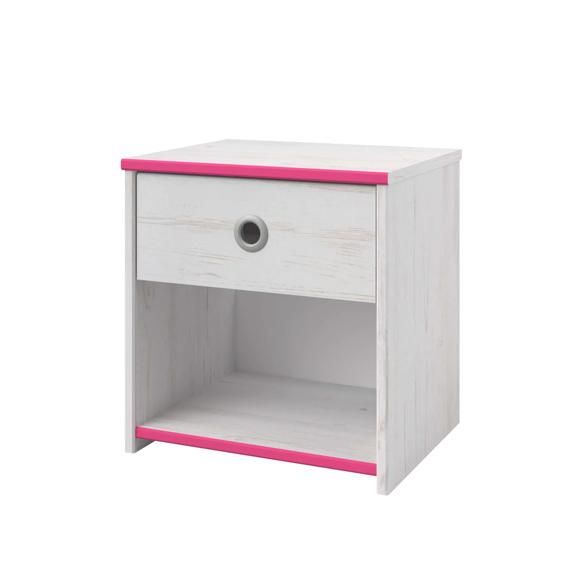 Nachttisch Smoozy 1 Schublade - weiß/rosa oder weiß/blau