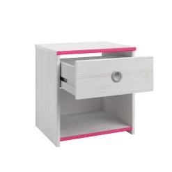 Nachttisch Smoozy 1 Schublade - weiß/rosa oder weiß/blau