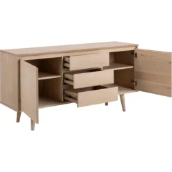 NaliniEsszimmer : Esstisch, Anrichte, Vitrine - Eiche hell furniert