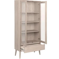 NaliniEsszimmer : Esstisch, Anrichte, Vitrine - Eiche hell furniert