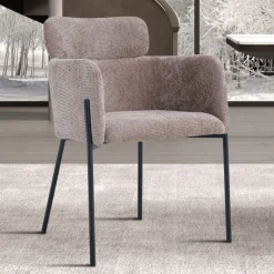 Naomi Fabric Dining Chair Sand | Metallbeine | 83 x 60,5 x 60 cm