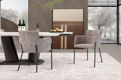 Naomi Fabric Dining Chair Sand | Metallbeine | 83 x 60,5 x 60 cm