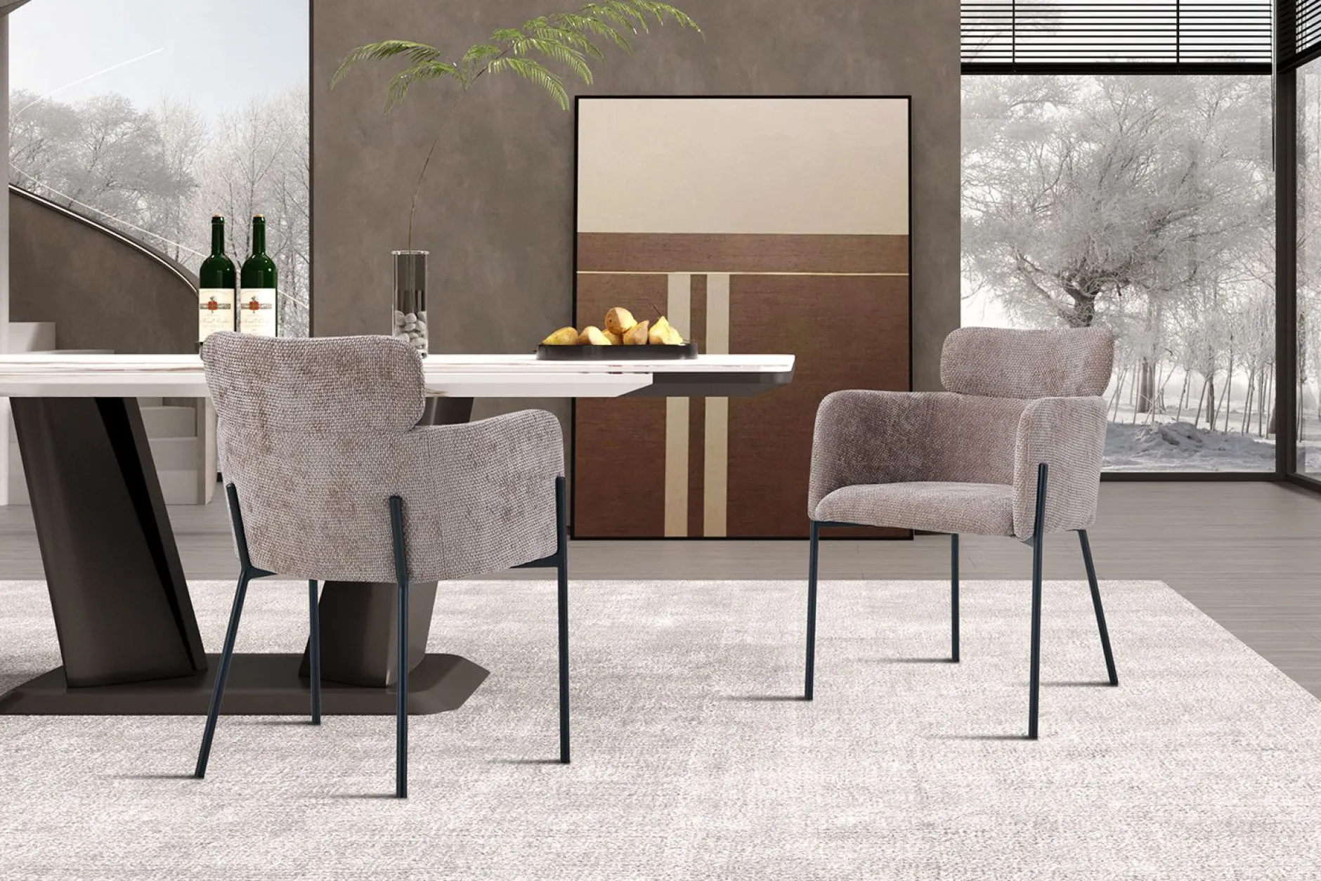 Naomi Fabric Dining Chair Sand | Metallbeine | 83 x 60,5 x 60 cm