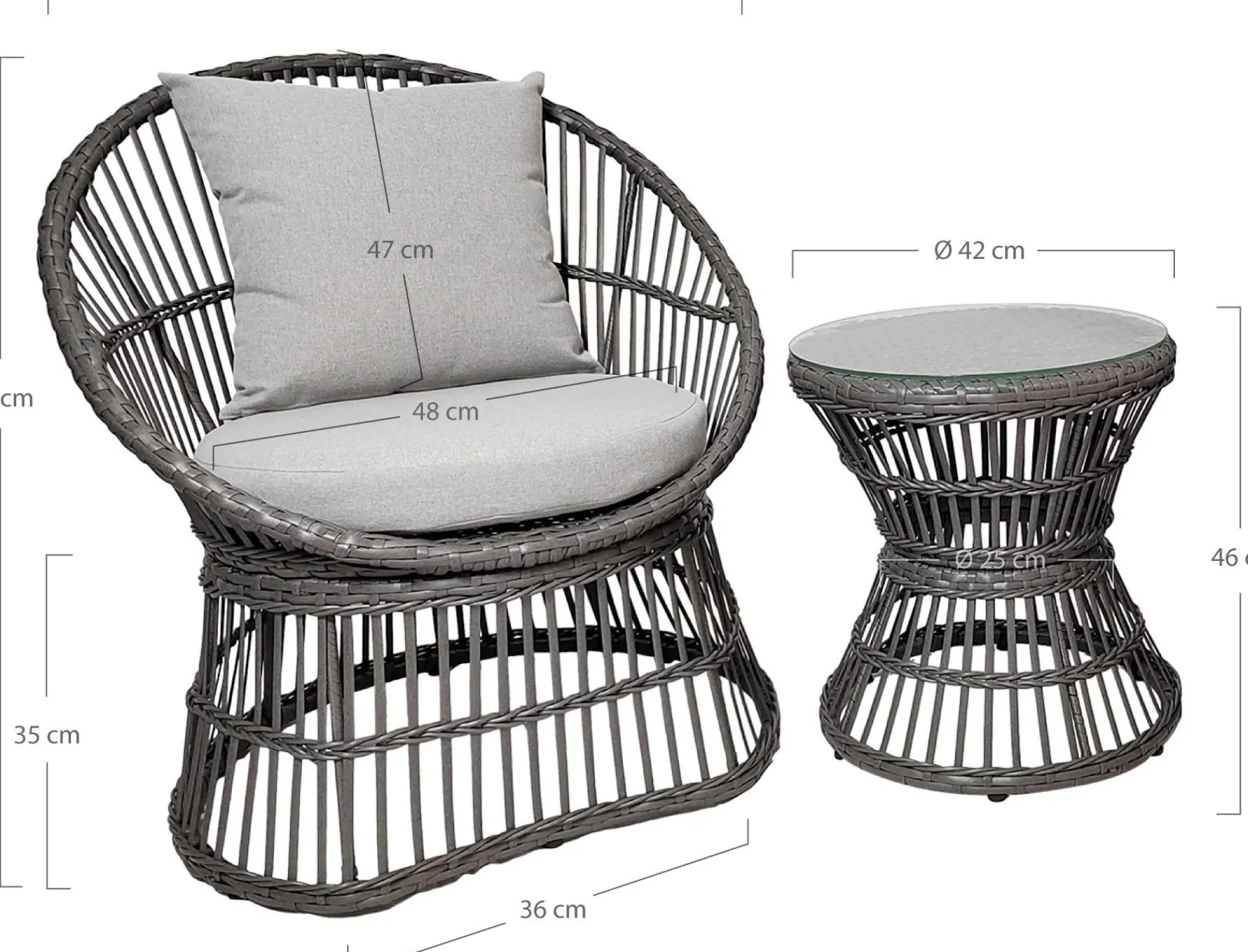 Natal Lounge-Set - mit Kissen - grau