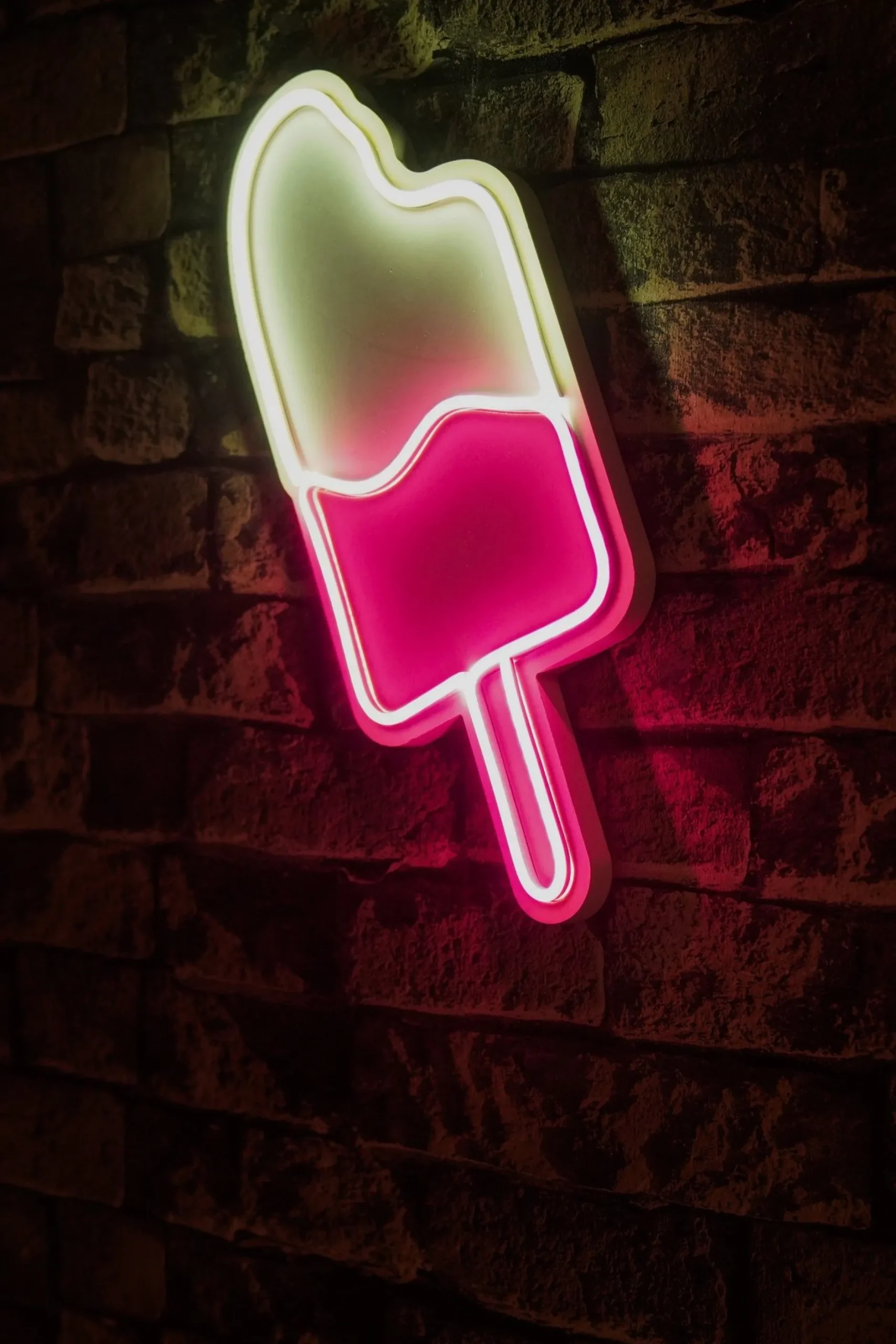 Neon Graph Dekorative LED-Beleuchtung aus Kunststoff | Weiß & Rosa | 17 x 40 x 2 cm