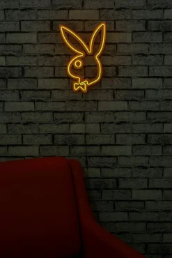 Neonlicht Kaninchen mit Krawatte - Wallity Serie - Gelb
