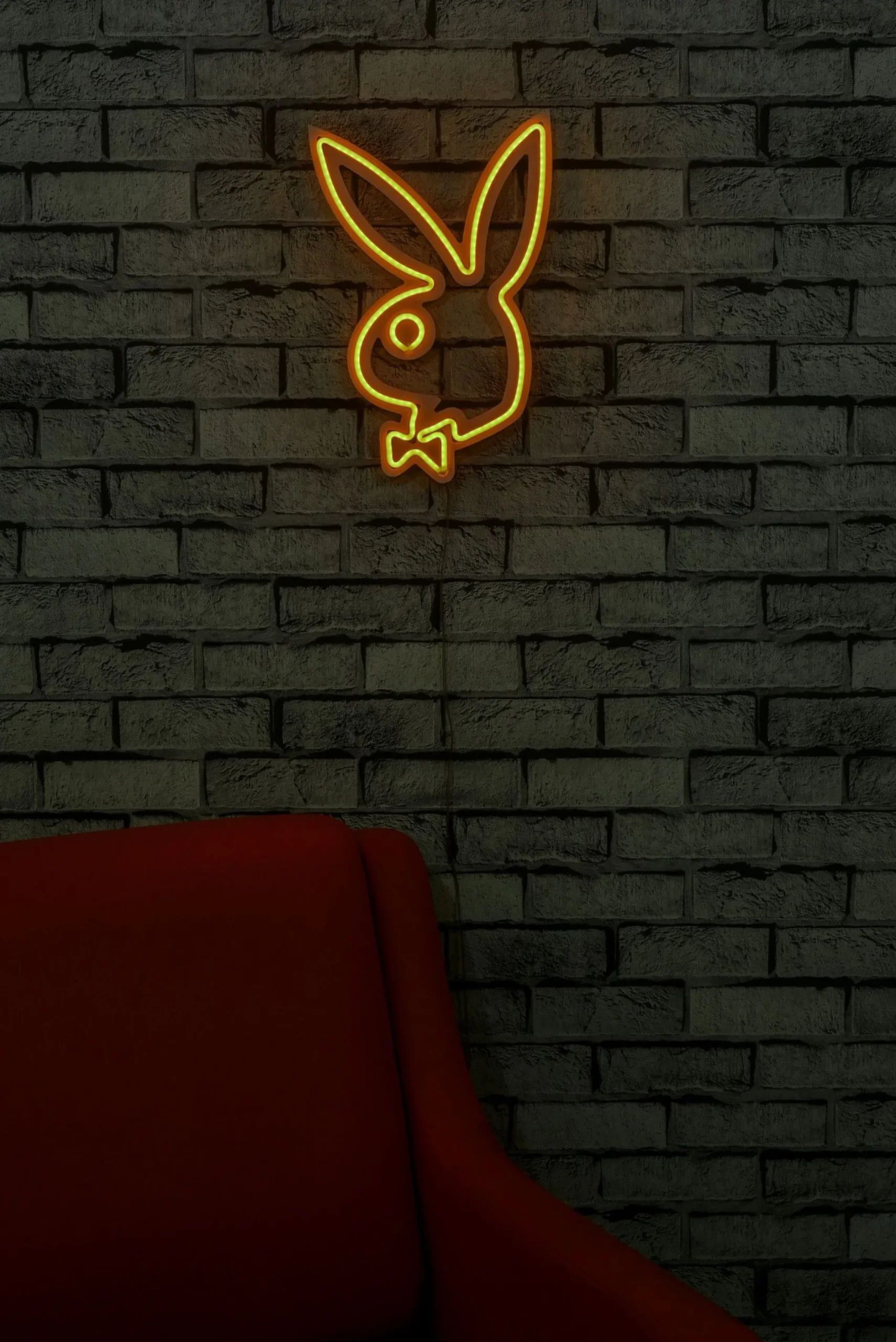 Neonlicht Kaninchen mit Krawatte - Wallity Serie - Gelb