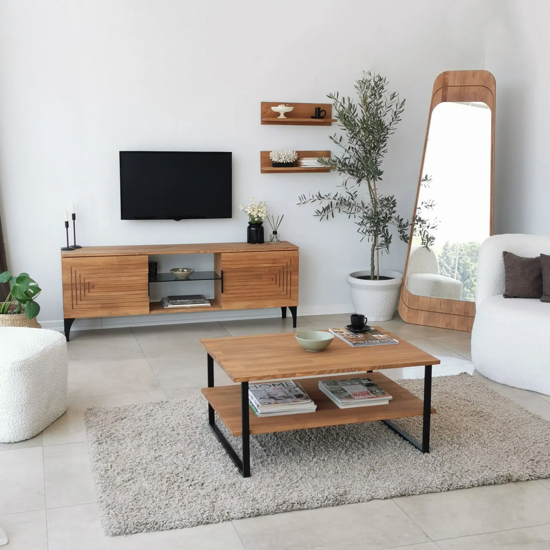 Neta C Couchtisch | Kiefernholz | Eiche