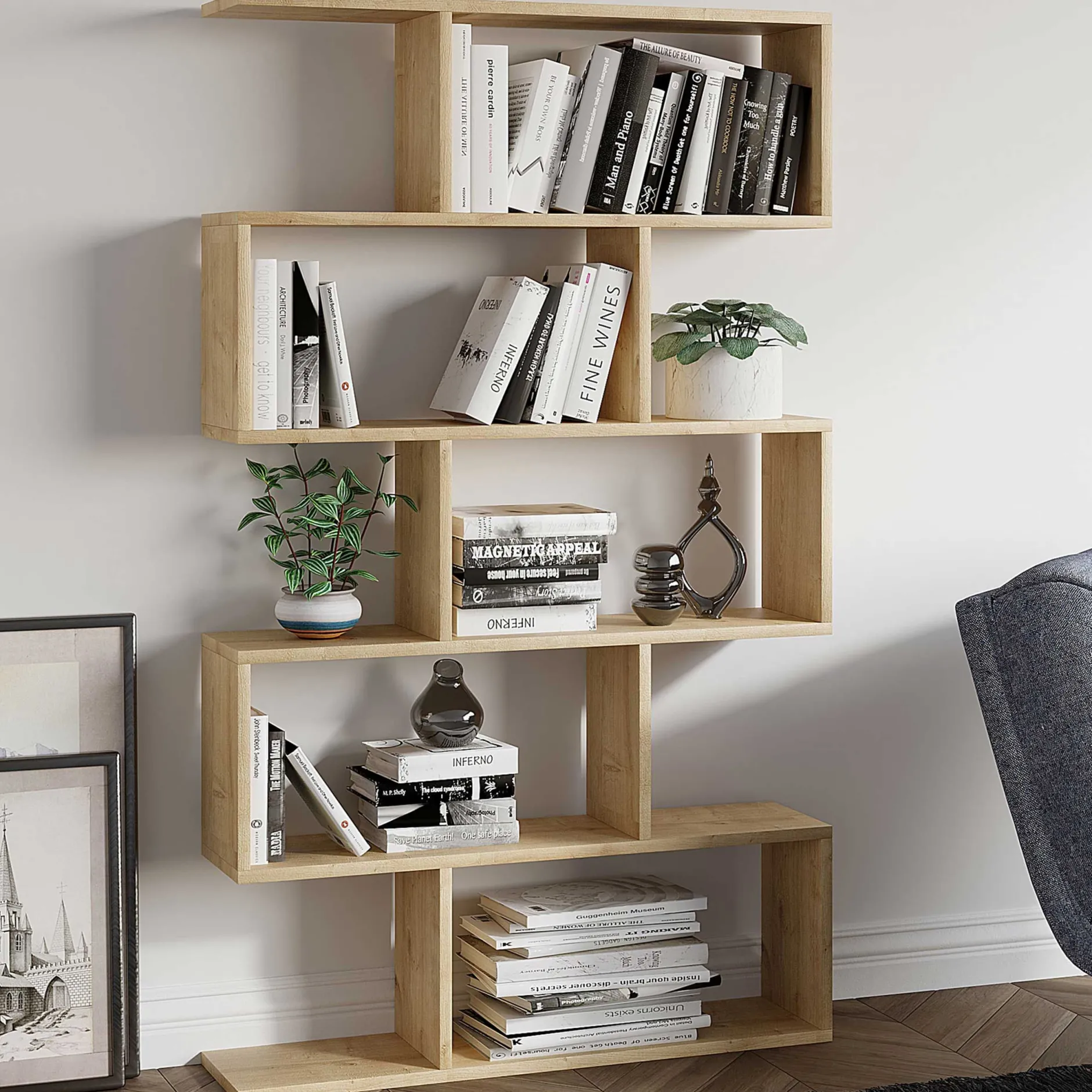 Nilüfer Bücherregal | 100 % MELAMIN | Eiche