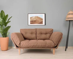 Nina 3-Sitzer-Schlafsofa | Metallrahmen | Hellbraun