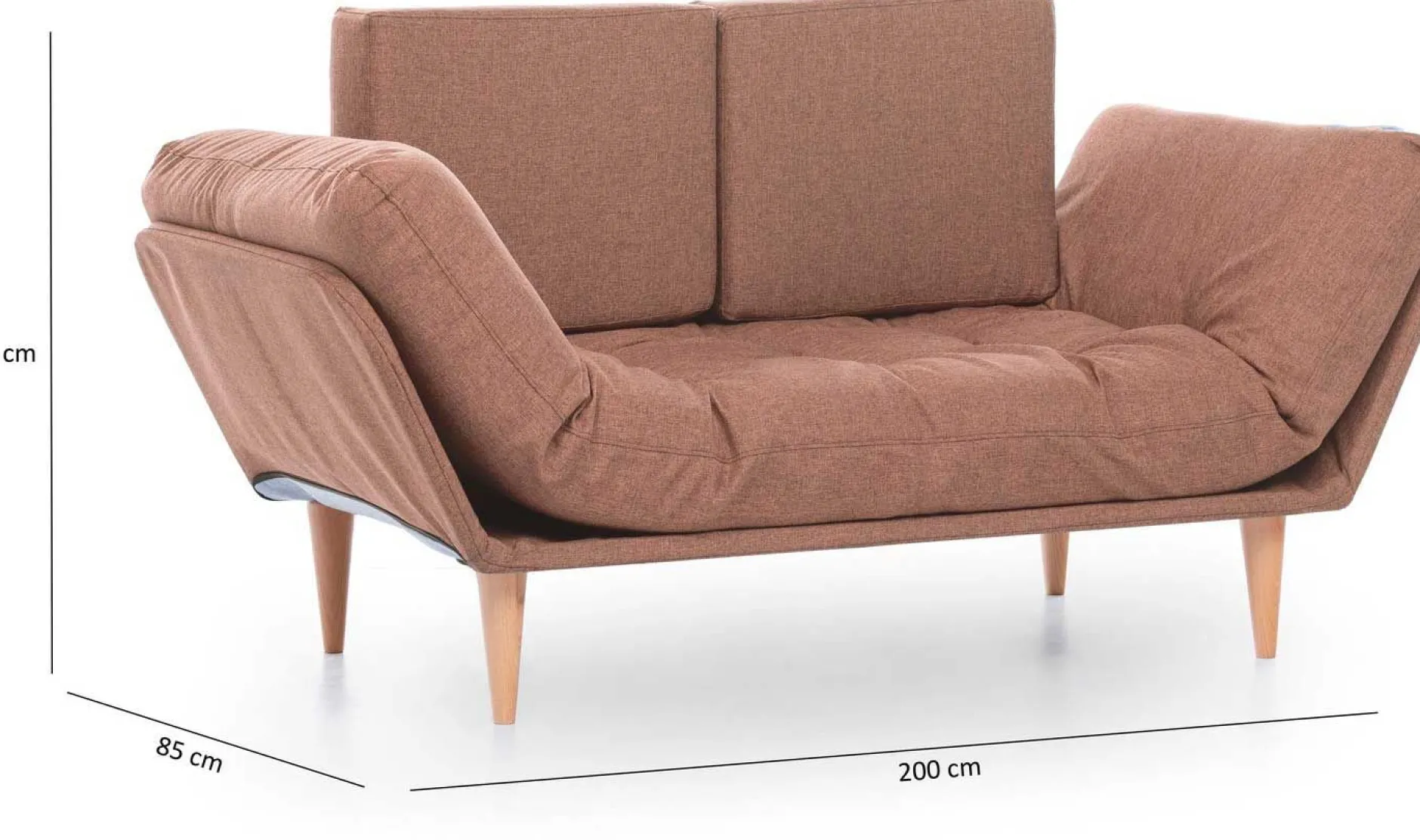 Nina 3-Sitzer-Schlafsofa | Metallrahmen | Hellbraun