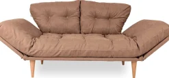 Nina 3-Sitzer-Schlafsofa | Metallrahmen | Hellbraun
