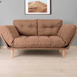 Nina 3-Sitzer-Schlafsofa | Metallrahmen | Hellbraun