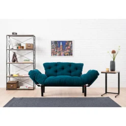Nitta 2-Sitzer-Schlafsofa | Metallrahmen | Petrolblau