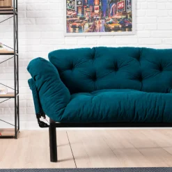 Nitta 2-Sitzer-Schlafsofa | Metallrahmen | Petrolblau