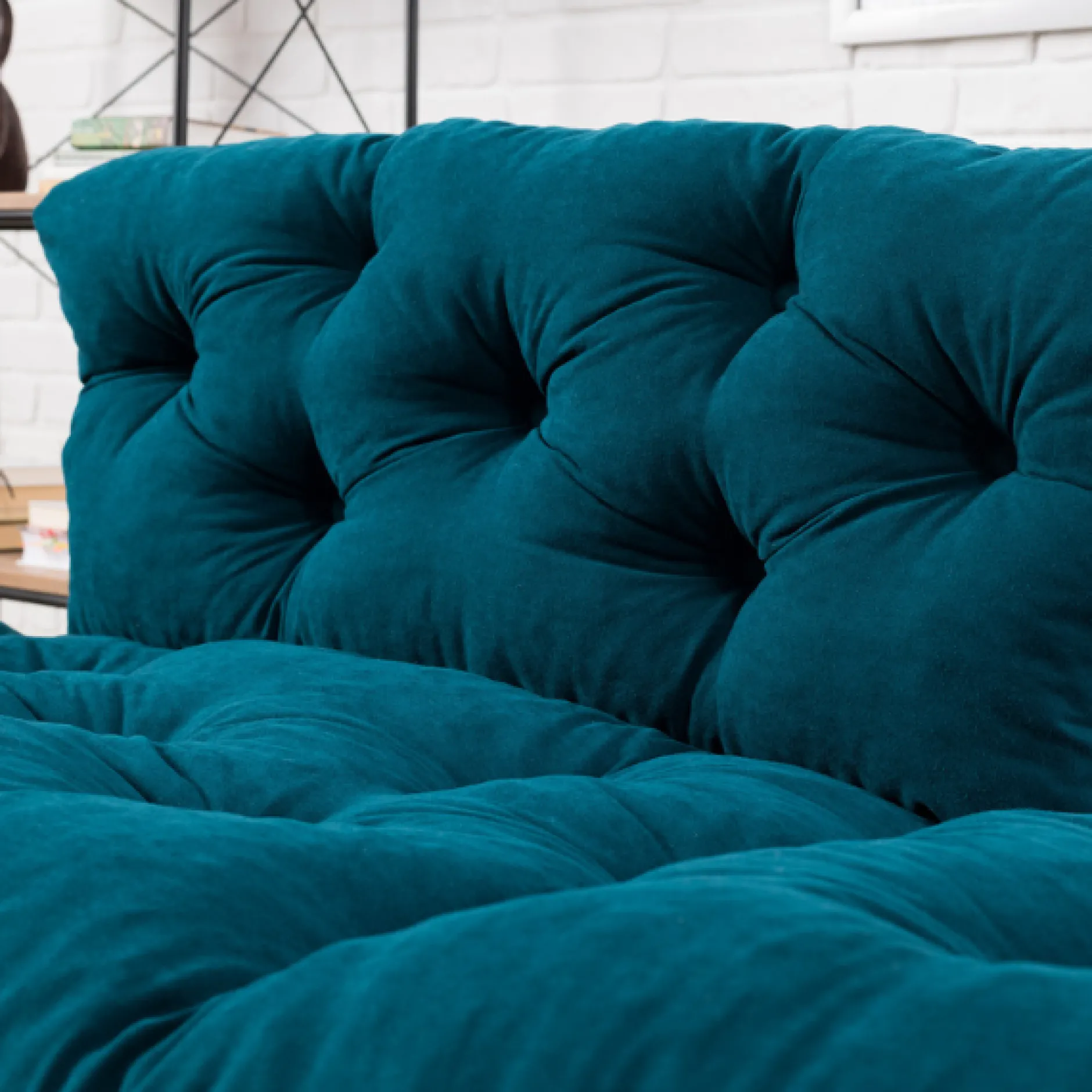 Nitta 2-Sitzer-Schlafsofa | Metallrahmen | Petrolblau